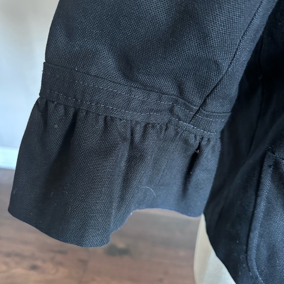 J. Crew Coat Blazer Ruffle Feminine 100% Cotton Canvas Y2K 60s Black Size 12 - Picture 3 of 13